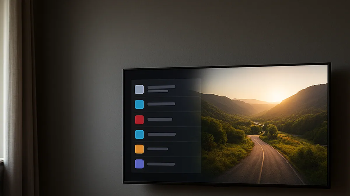 App de canais na TV com a lista e a prévia do vídeo