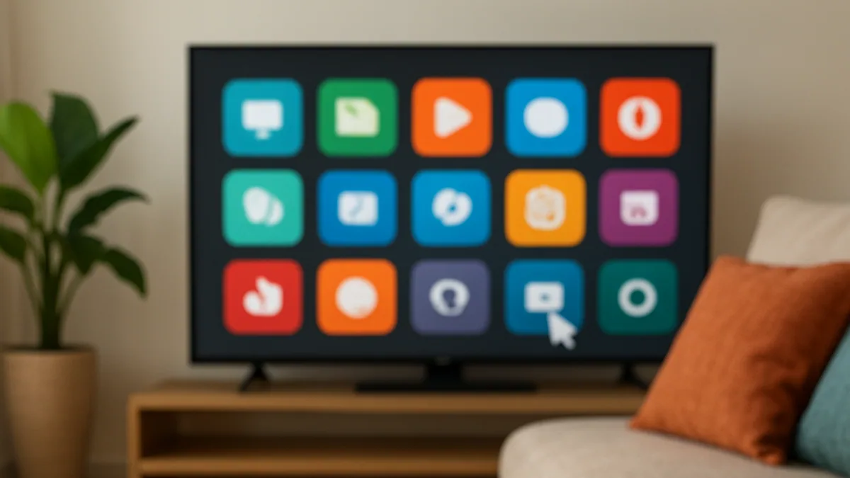 Controle com cursor escolhendo um aplicativo na tela da TV LG